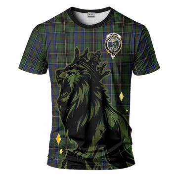MacInnes (McInnes) Tartan Family Crest T-Shirt Crowned Lion Roaring