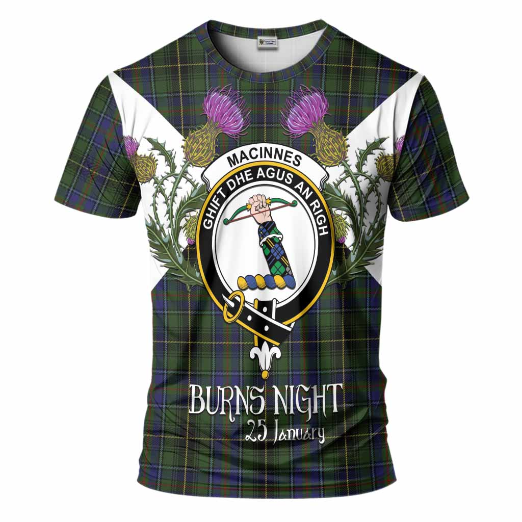 MacInnes (McInnes) Tartan Family Crest T-Shirt Scottish Burns Night Thistle Floral