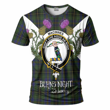 MacInnes (McInnes) Tartan Family Crest T-Shirt Scottish Burns Night Thistle Floral