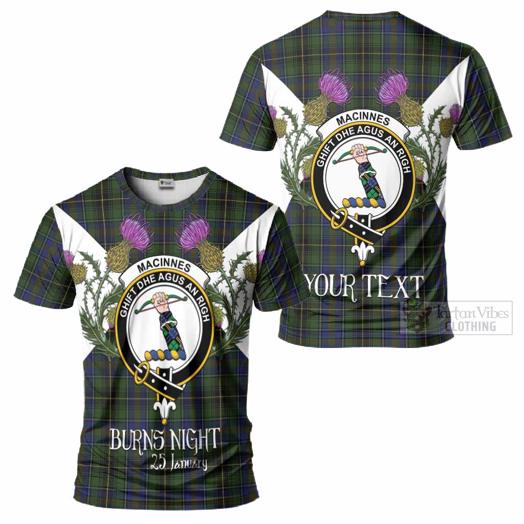 MacInnes (McInnes) Tartan Family Crest T-Shirt Scottish Burns Night Thistle Floral