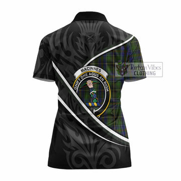 MacInnes (McInnes) Tartan Family Crest Women's Polo Shirt Celtic Scottish Thistle Floral