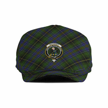 MacInnes (McInnes) Tartan Flat Cap, Jeff Cap Cross Style with Family Crest