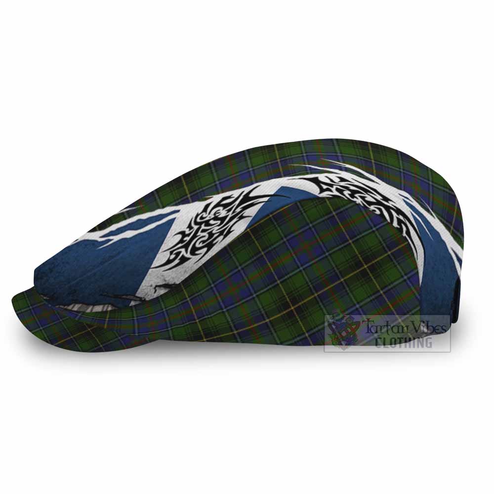 MacInnes (McInnes) Tartan Flat Cap, Jeff Cap Scotland Flag Ripped Tribal Design