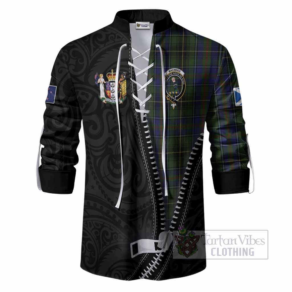 MacInnes (McInnes) Tartan Ghillie Shirt New Zealand Pattern Unique Zipper Stylized