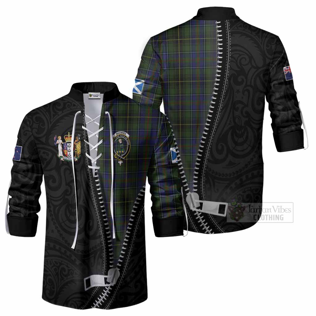 MacInnes (McInnes) Tartan Ghillie Shirt New Zealand Pattern Unique Zipper Stylized