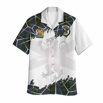 MacInnes (McInnes) Tartan Hawaiian Shirt with Family Crest and Lion Rampant Grunge Style