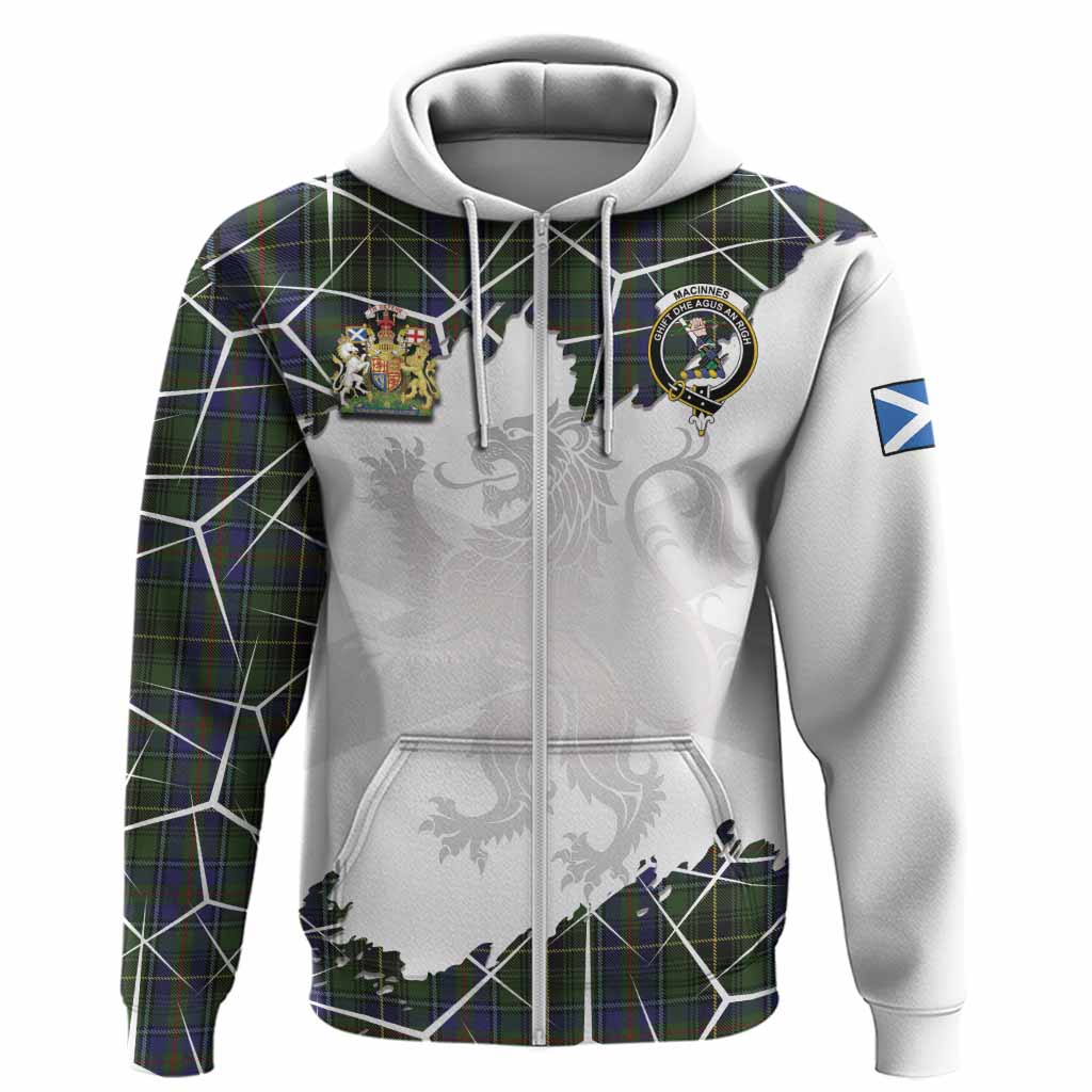 MacInnes (McInnes) Tartan Hoodie with Family Crest and Lion Rampant Grunge Style