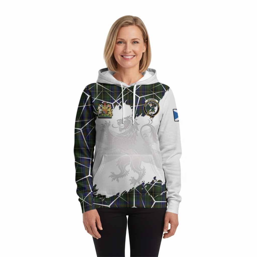 MacInnes (McInnes) Tartan Hoodie with Family Crest and Lion Rampant Grunge Style