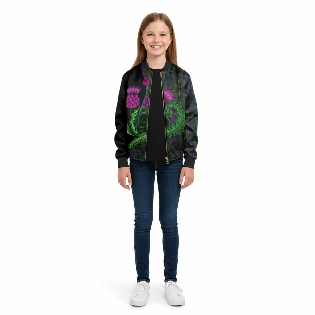 MacInnes (McInnes) Tartan Kid Bomber Jacket Traditional Scottish Thistle