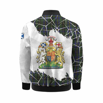 MacInnes (McInnes) Tartan Kid Bomber Jacket with Family Crest and Lion Rampant Grunge Style