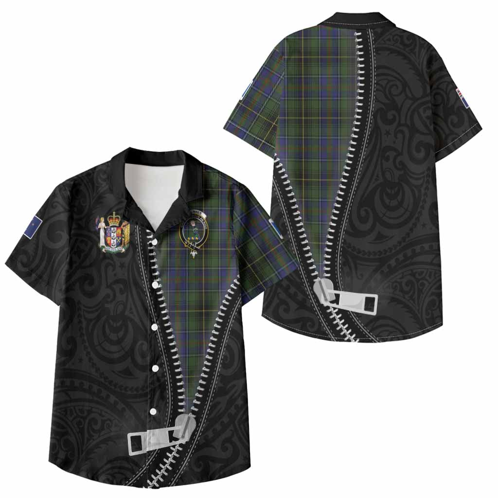 MacInnes (McInnes) Tartan Kid Hawaiian Shirt New Zealand Pattern Unique Zipper Stylized