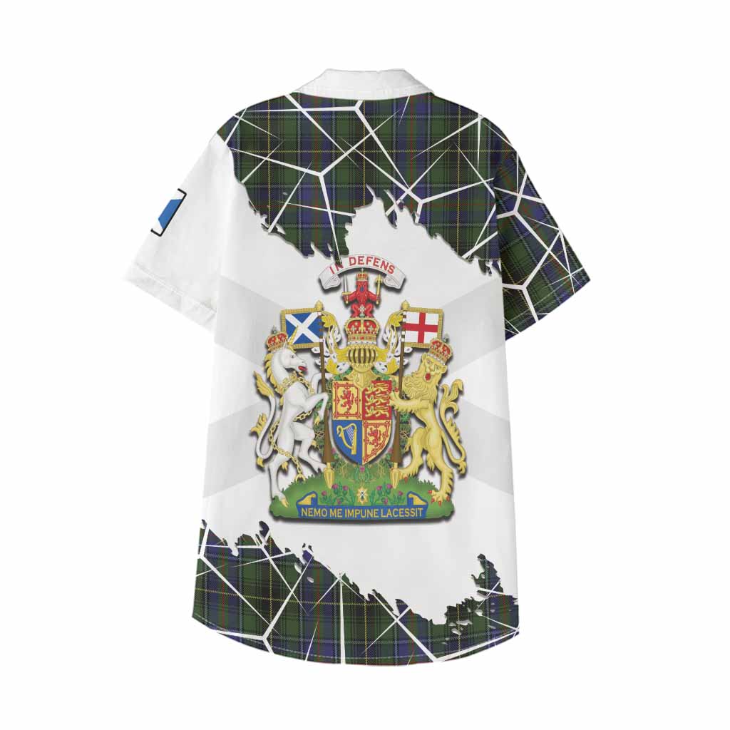 MacInnes (McInnes) Tartan Kid Hawaiian Shirt with Family Crest and Lion Rampant Grunge Style