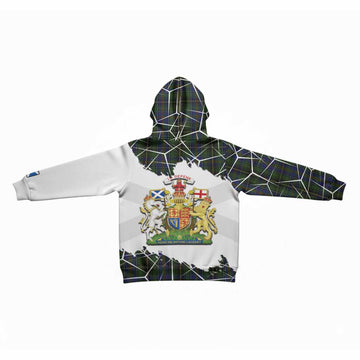 MacInnes (McInnes) Tartan Kid Hoodie with Family Crest and Lion Rampant Grunge Style
