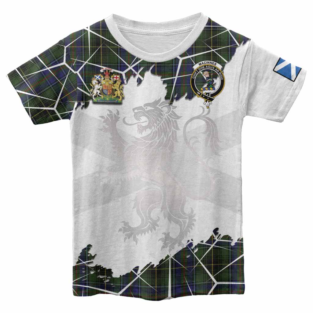 MacInnes (McInnes) Tartan Kid T-shirt with Family Crest and Lion Rampant Grunge Style