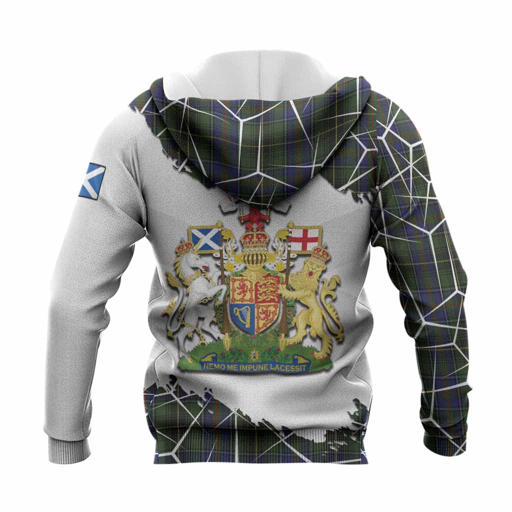 MacInnes (McInnes) Tartan Knitted Hoodie with Family Crest and Lion Rampant Grunge Style