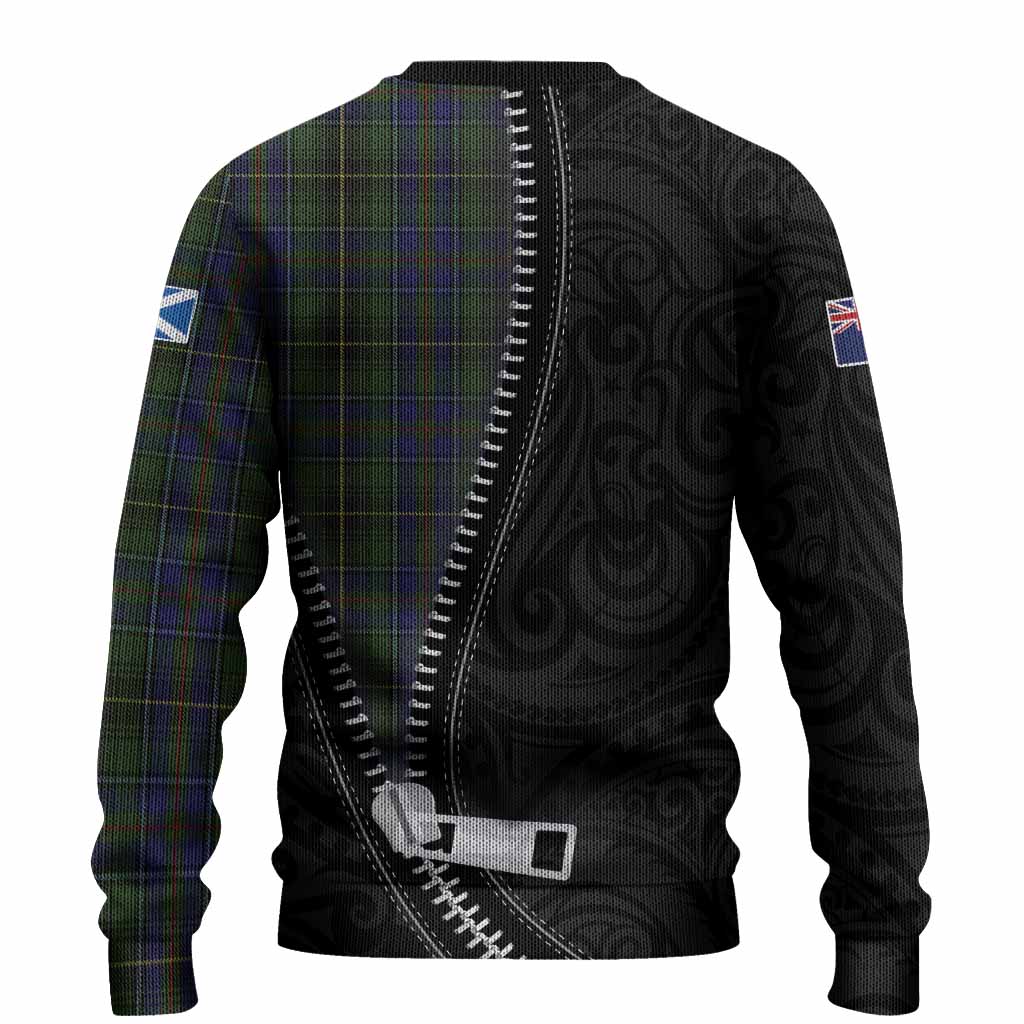 MacInnes (McInnes) Tartan Knitted Sweater New Zealand Pattern Unique Zipper Stylized