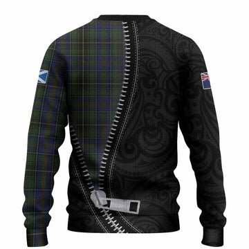 MacInnes (McInnes) Tartan Knitted Sweater New Zealand Pattern Unique Zipper Stylized