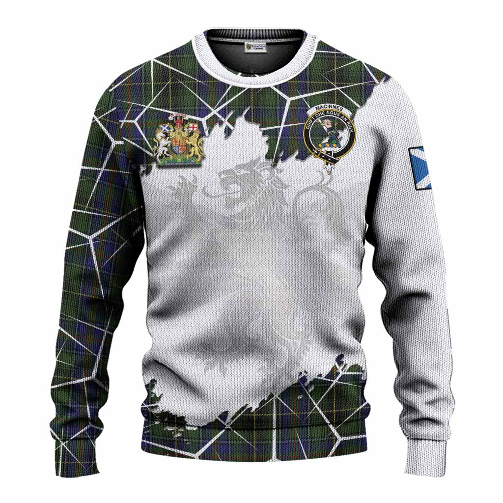 MacInnes (McInnes) Tartan Knitted Sweater with Family Crest and Lion Rampant Grunge Style