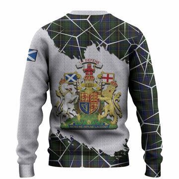 MacInnes (McInnes) Tartan Knitted Sweater with Family Crest and Lion Rampant Grunge Style