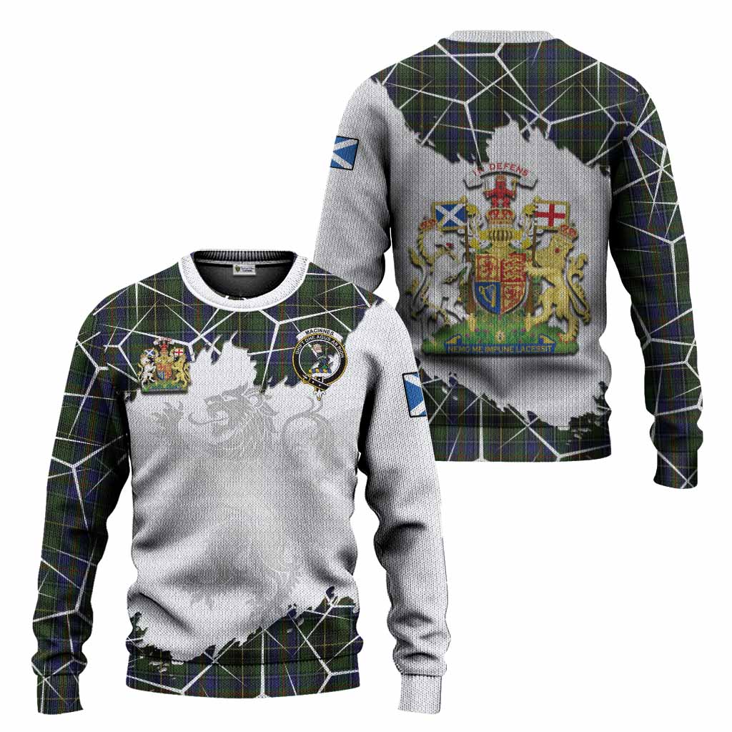 MacInnes (McInnes) Tartan Knitted Sweater with Family Crest and Lion Rampant Grunge Style