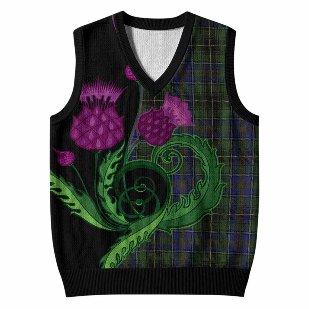 MacInnes (McInnes) Tartan Knitted V-Neck Vest Traditional Scottish Thistle