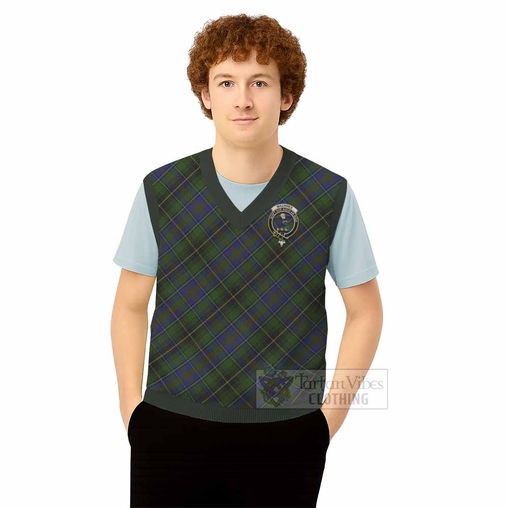 MacInnes (McInnes) Tartan Knitted V-Neck Vest with Family Crest Cross Style