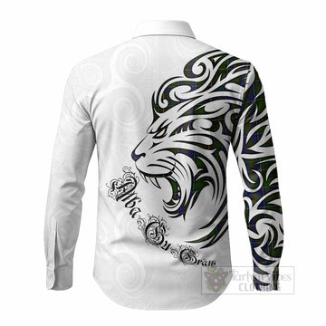 MacInnes (McInnes) Tartan Lion Roar Long Sleeve Button Shirts Alba Gu Brath with Celtic Motifs