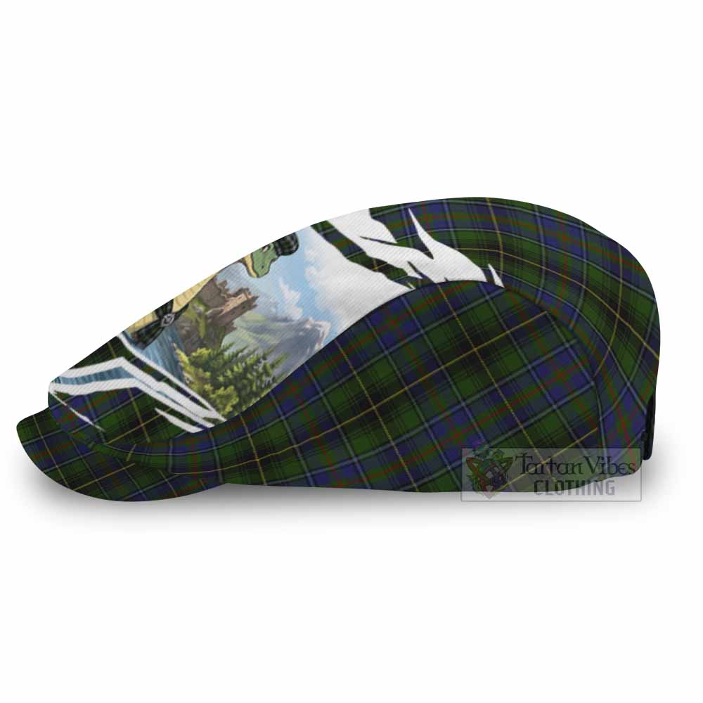 MacInnes (McInnes) Tartan Loch Ness Monster Scottish Heritage Art Flat Cap, Jeff Cap