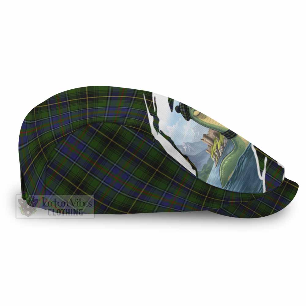 MacInnes (McInnes) Tartan Loch Ness Monster Scottish Heritage Art Flat Cap, Jeff Cap