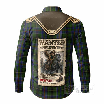 MacInnes (McInnes) Tartan Long Sleeve Button Shirts Bigfoot Riding The Kelpie Monster