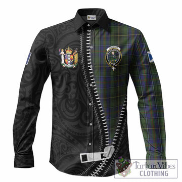 MacInnes (McInnes) Tartan Long Sleeve Button Shirts New Zealand Pattern Unique Zipper Stylized