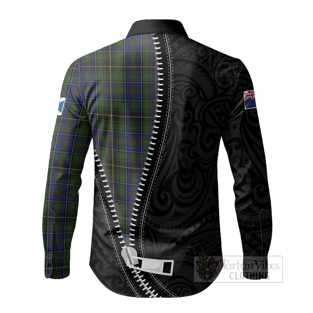 MacInnes (McInnes) Tartan Long Sleeve Button Shirts New Zealand Pattern Unique Zipper Stylized