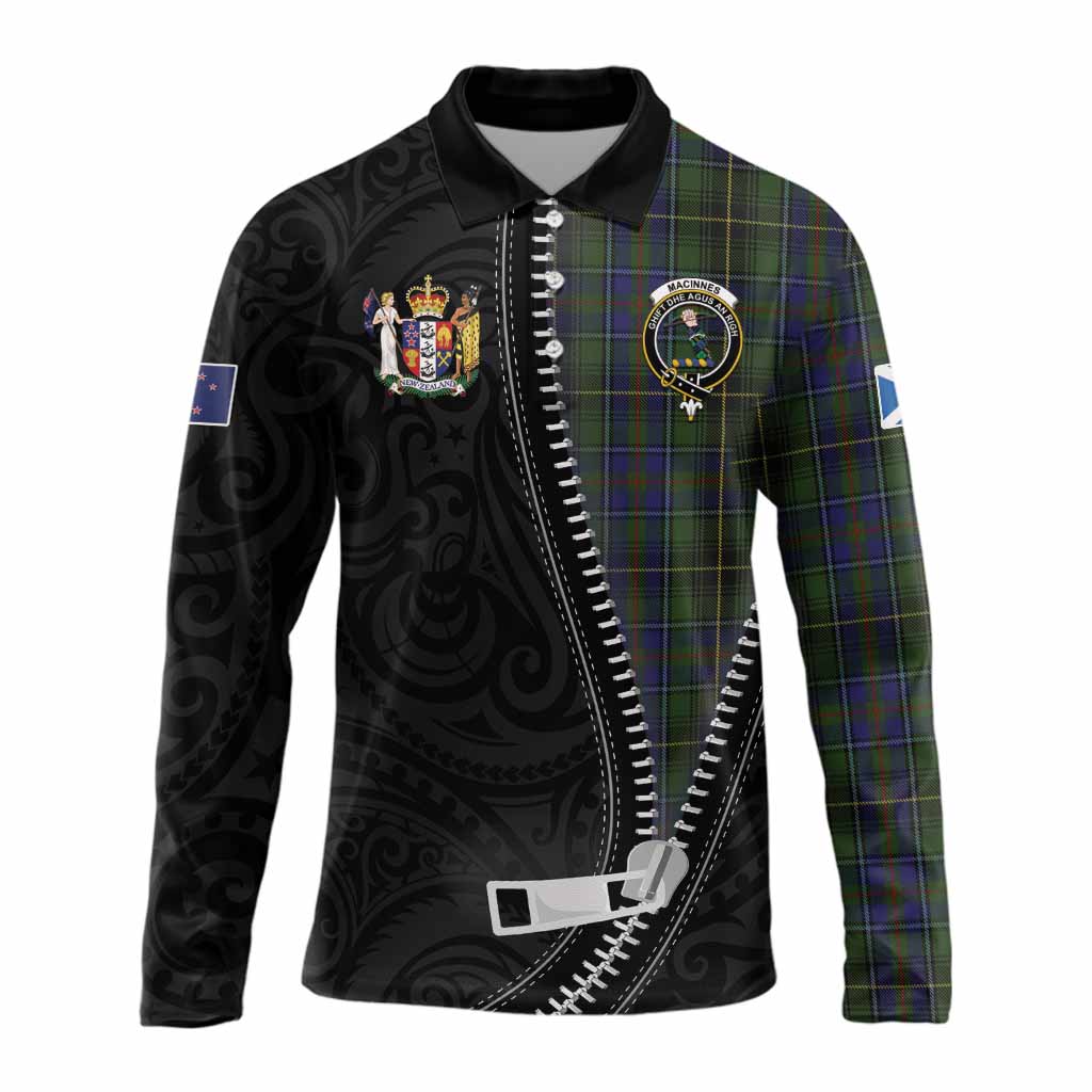 MacInnes (McInnes) Tartan Long Sleeve Polo Shirt New Zealand Pattern Unique Zipper Stylized