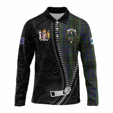 MacInnes (McInnes) Tartan Long Sleeve Polo Shirt New Zealand Pattern Unique Zipper Stylized