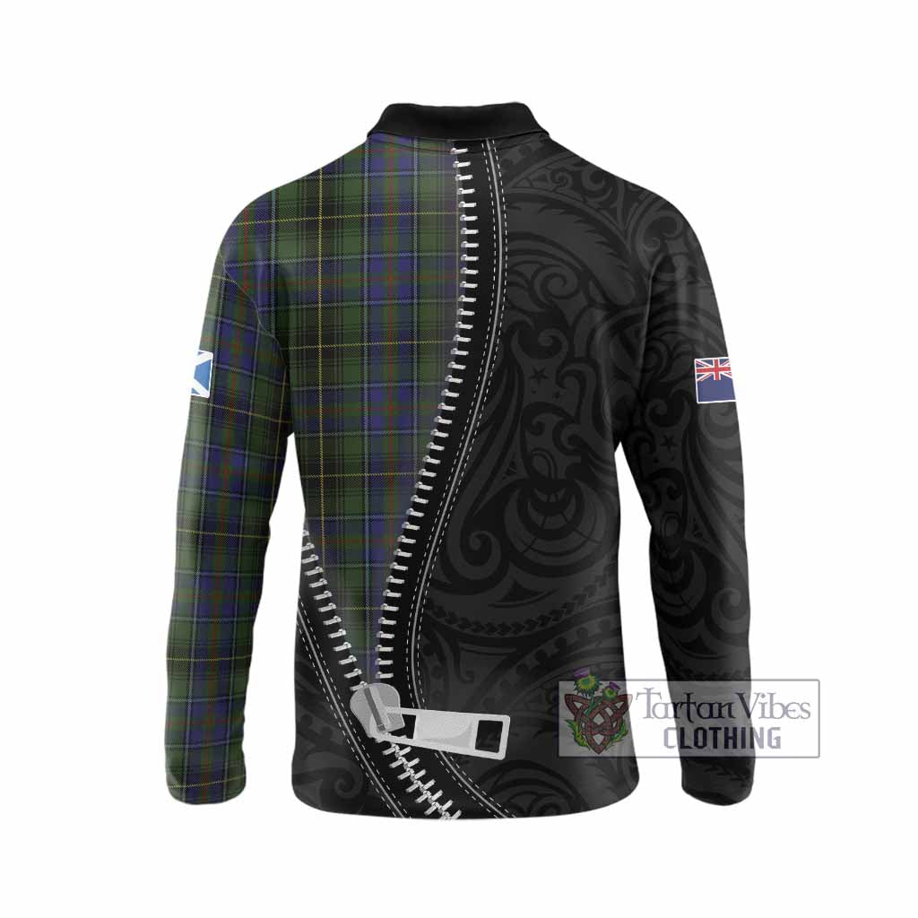 MacInnes (McInnes) Tartan Long Sleeve Polo Shirt New Zealand Pattern Unique Zipper Stylized
