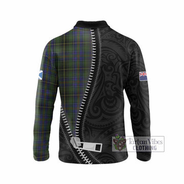 MacInnes (McInnes) Tartan Long Sleeve Polo Shirt New Zealand Pattern Unique Zipper Stylized