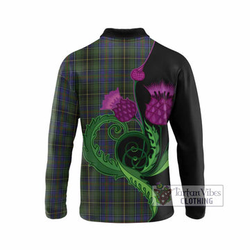 MacInnes (McInnes) Tartan Long Sleeve Polo Shirt Traditional Scottish Thistle