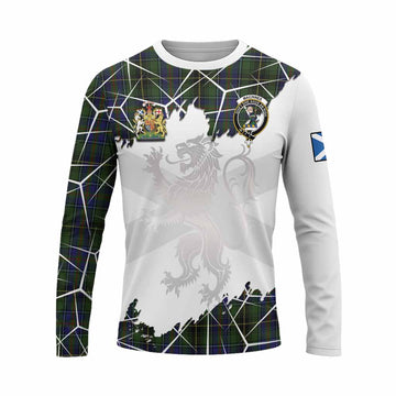 MacInnes (McInnes) Tartan Long Sleeve T-Shirt with Family Crest and Lion Rampant Grunge Style