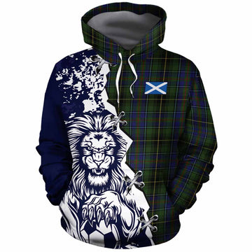MacInnes (McInnes) Tartan Scottish Cotton Hoodie Angry Lion With Soccer Ball Style
