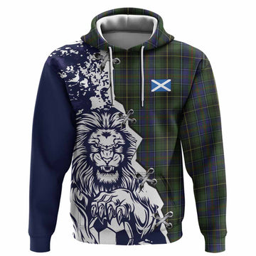 MacInnes (McInnes) Tartan Scottish Hoodie Angry Lion With Soccer Ball Style