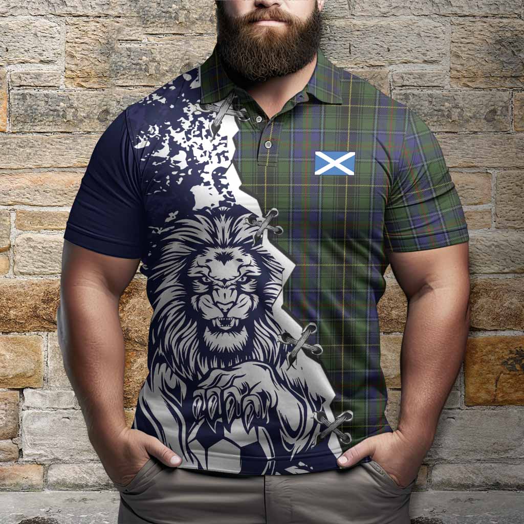 MacInnes (McInnes) Tartan Scottish Polo Shirt Angry Lion With Soccer Ball Style