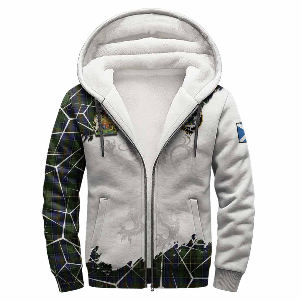 MacInnes (McInnes) Tartan Sherpa Hoodie with Family Crest and Lion Rampant Grunge Style