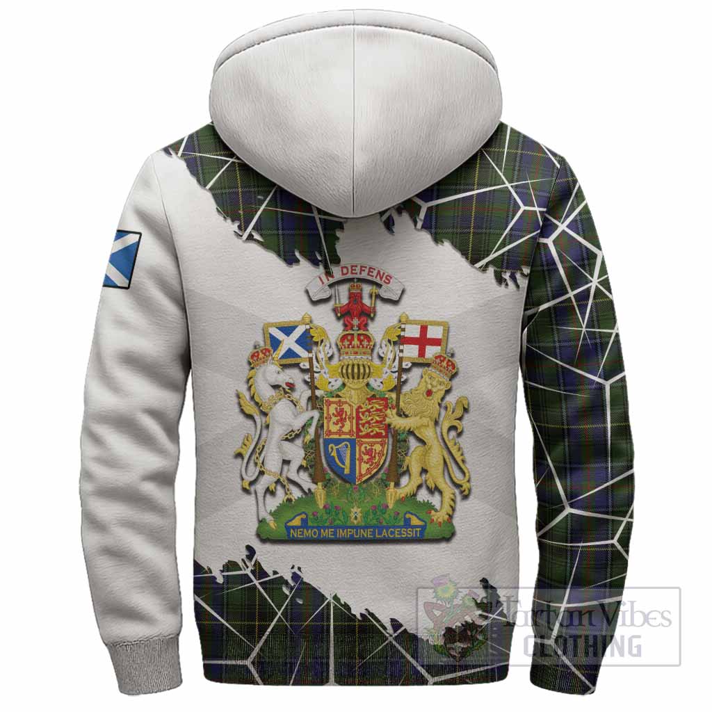 MacInnes (McInnes) Tartan Sherpa Hoodie with Family Crest and Lion Rampant Grunge Style