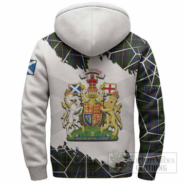 MacInnes (McInnes) Tartan Sherpa Hoodie with Family Crest and Lion Rampant Grunge Style