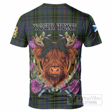 MacInnes (McInnes) Tartan T-Shirt Scottish Thistle Heilan Coo