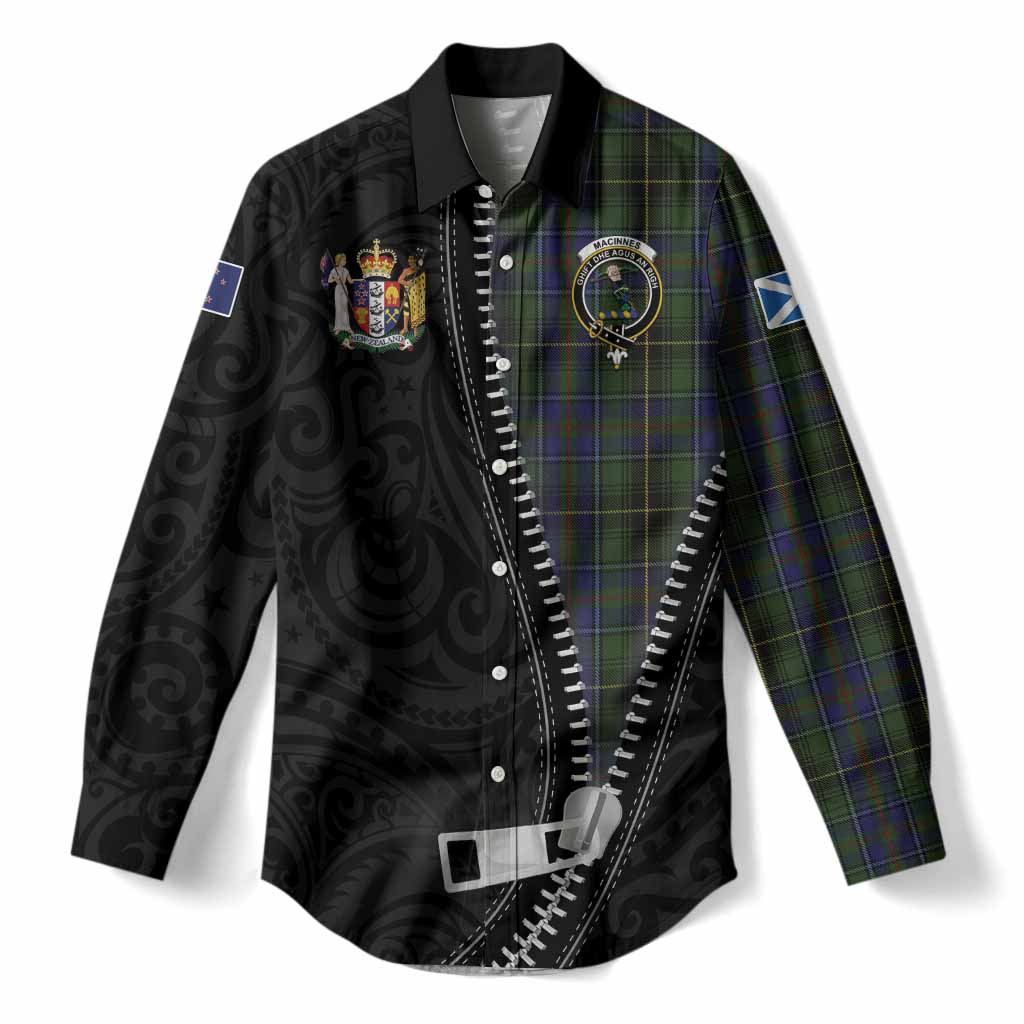 MacInnes (McInnes) Tartan Women Casual Shirt New Zealand Pattern Unique Zipper Stylized