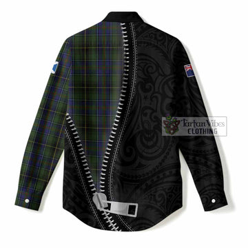 MacInnes (McInnes) Tartan Women Casual Shirt New Zealand Pattern Unique Zipper Stylized