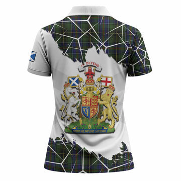 MacInnes (McInnes) Tartan Women Polo Shirt with Family Crest and Lion Rampant Grunge Style