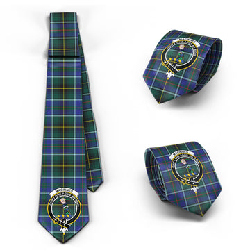 MacInnes Modern Tartan Classic Necktie with Family Crest