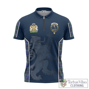 MacInnes Modern Tartan Zipper Polo Shirt with Family Crest and Lion Rampant Vibes Sport Style